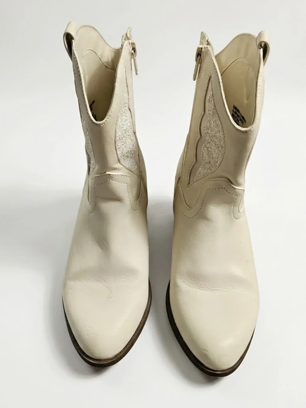 Madden NYC White Glitter Inset Western Ankle Cowboy Boots Size 5